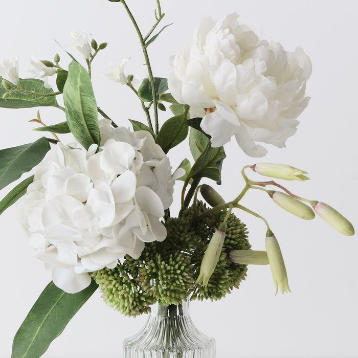 Hydrangea Peony Mix in Vase White 40cm