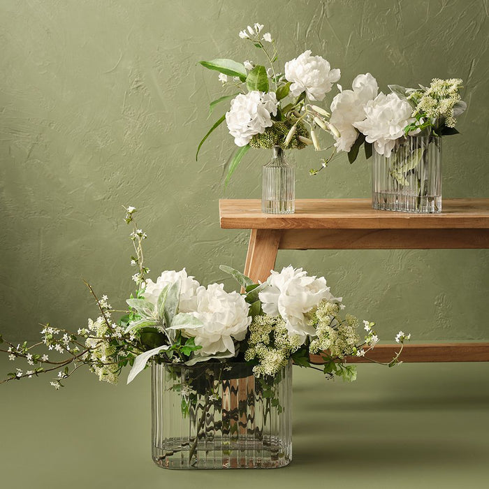 Hydrangea Peony Mix in Vase White 40cm