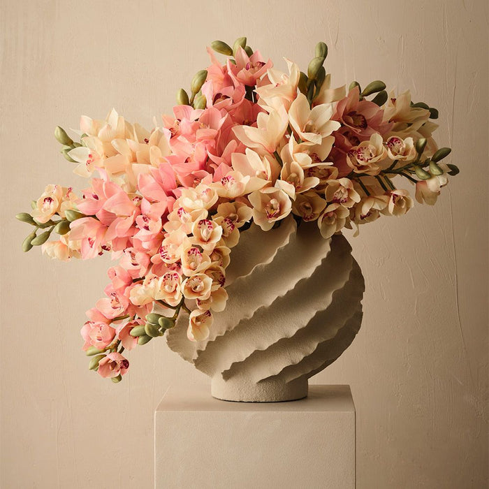 Artificial Cymbidium Orchid 58cm Linen - Pack of 6 - FLORA DESIGNS