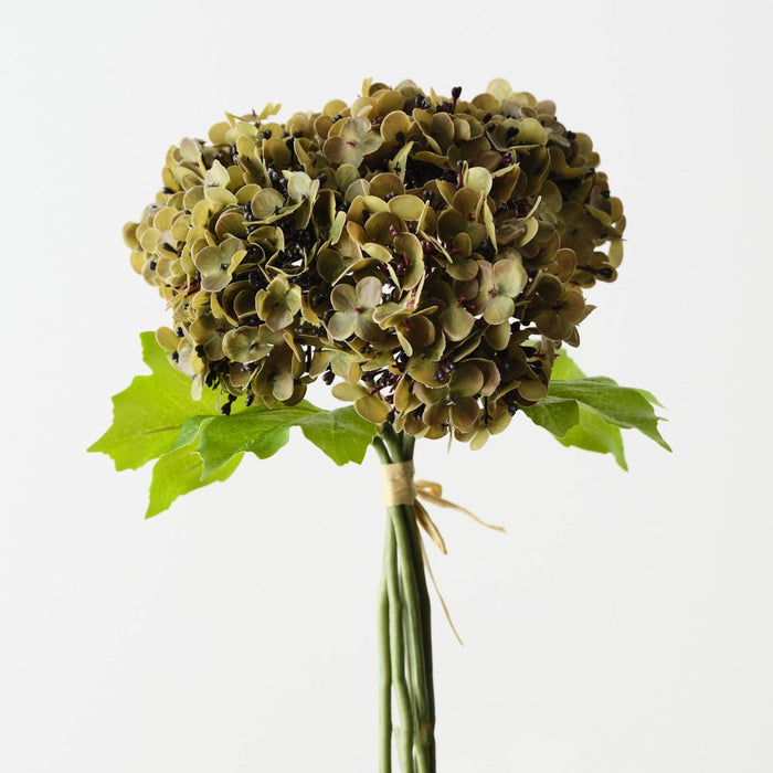 Artificial Hydrangea Bundle 26cm Olive Green - Pack of 6 - FLORA DESIGNS