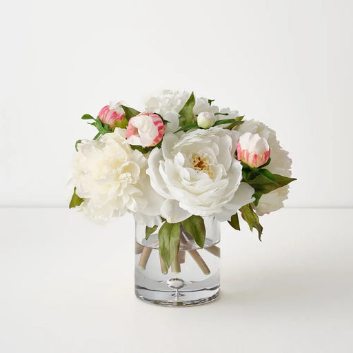 Peony Mix in Vase 28cm White Pink