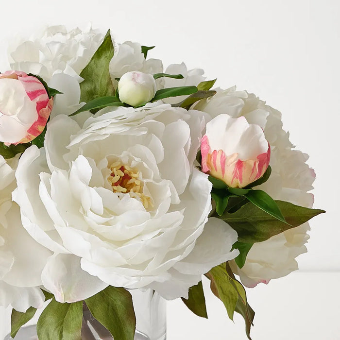 Peony Mix in Vase 28cm White Pink