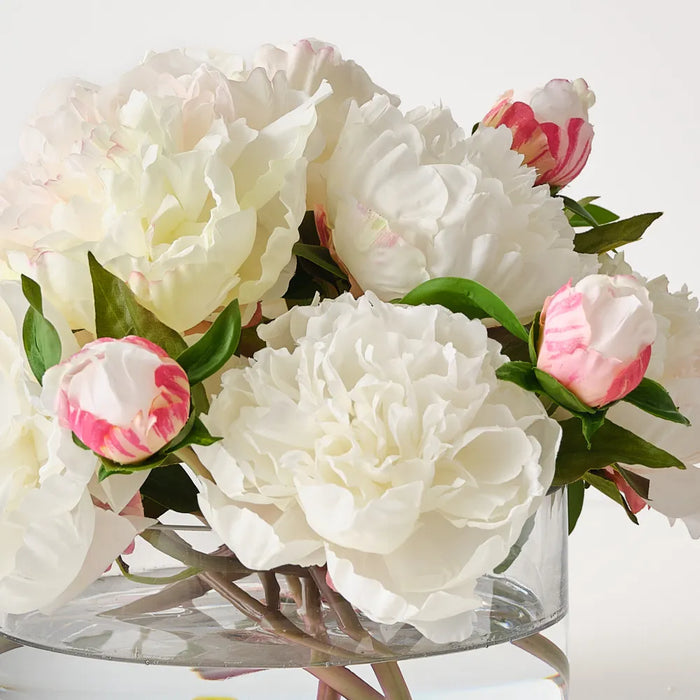 Peony Mix in Vase 33cm White Pink