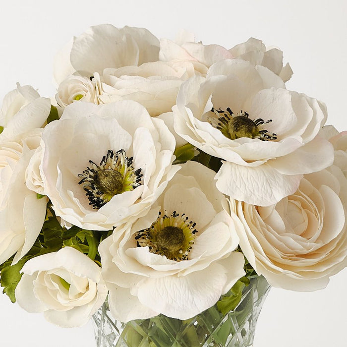 Ranunculus Anemone Mix in Vase 30cm Champagne - Pack of 6