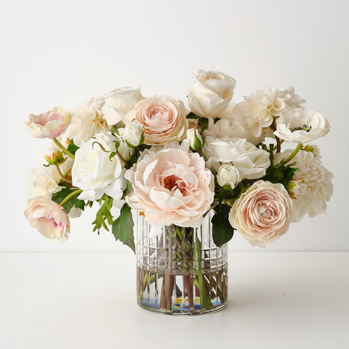Rose Dahlia Mix in Vase 48cm Champagne