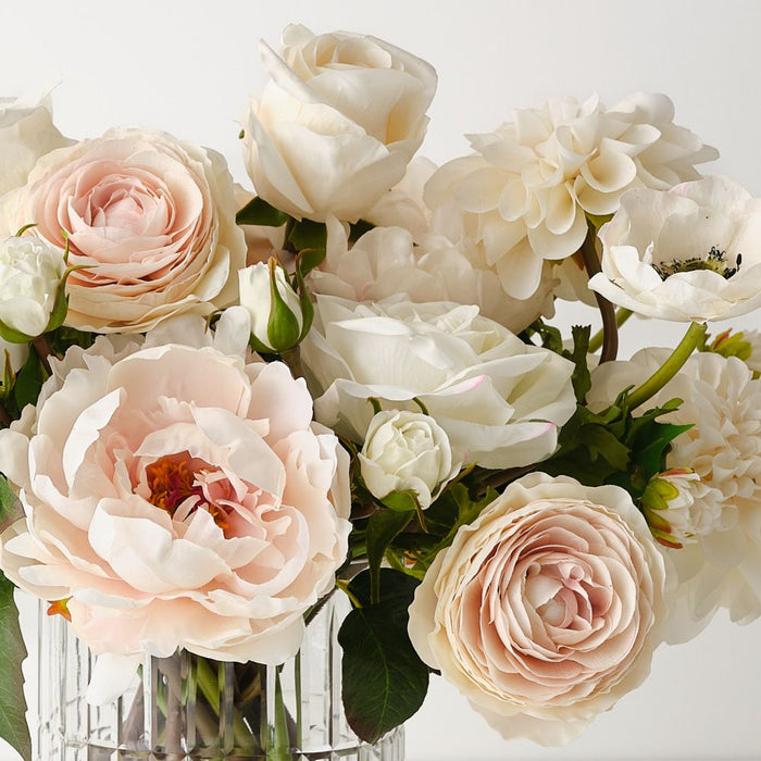 Rose Dahlia Mix in Vase 48cm Champagne