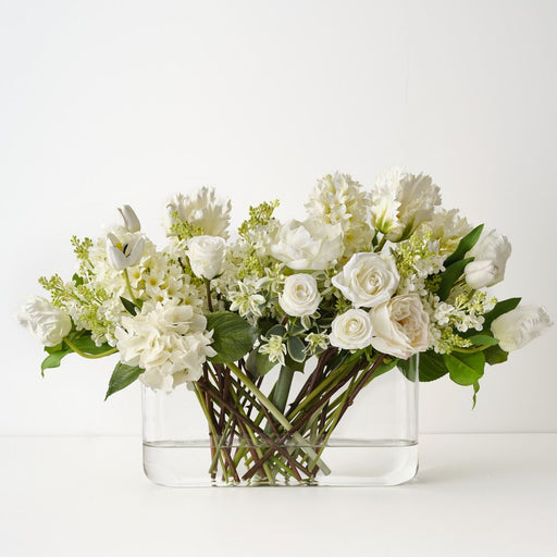 Hyacinth Rose Mix in Vase 73cm Cream Green