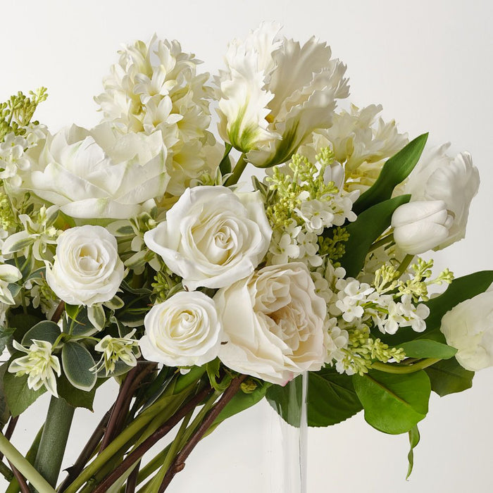 Hyacinth Rose Mix in Vase 73cm Cream Green