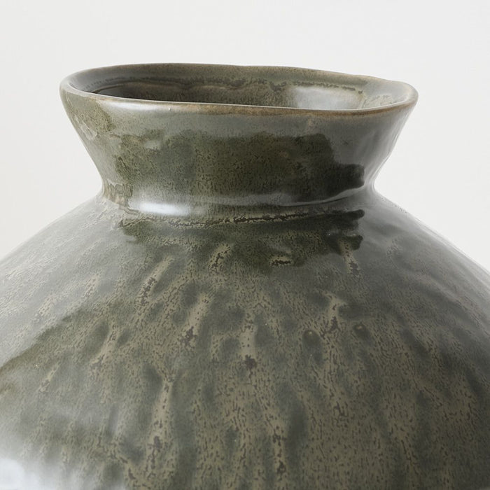 Natsuka Squat Vase 25cm Dark Olive - FLORA DESIGNS