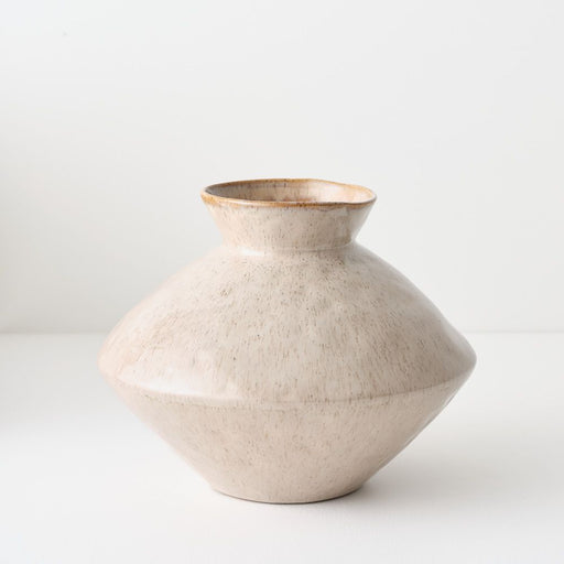 Natsuka Squat Vase 25cm Almond - FLORA DESIGNS