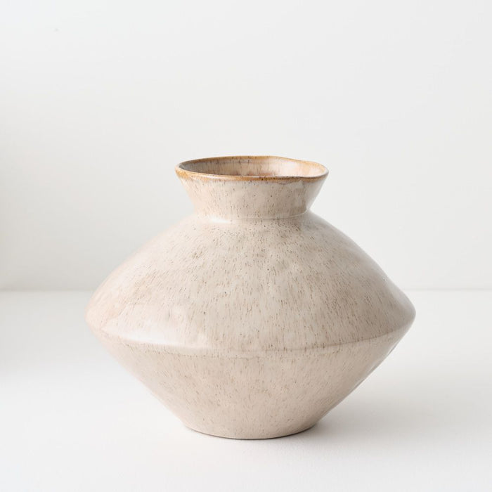 Natsuka Squat Vase 25cm Almond - FLORA DESIGNS
