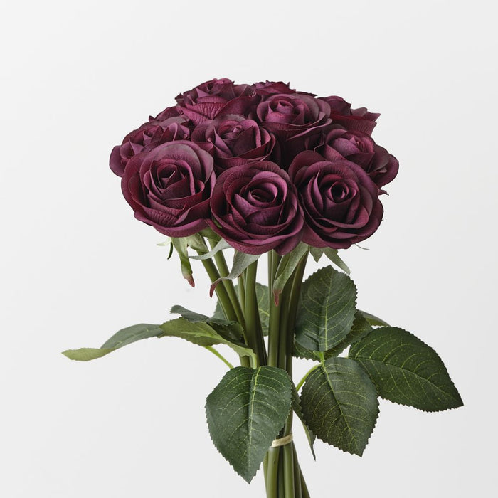Artificial Maya Rose Bouquet 35cm Black Plum - Pack of 6 - FLORA DESIGNS