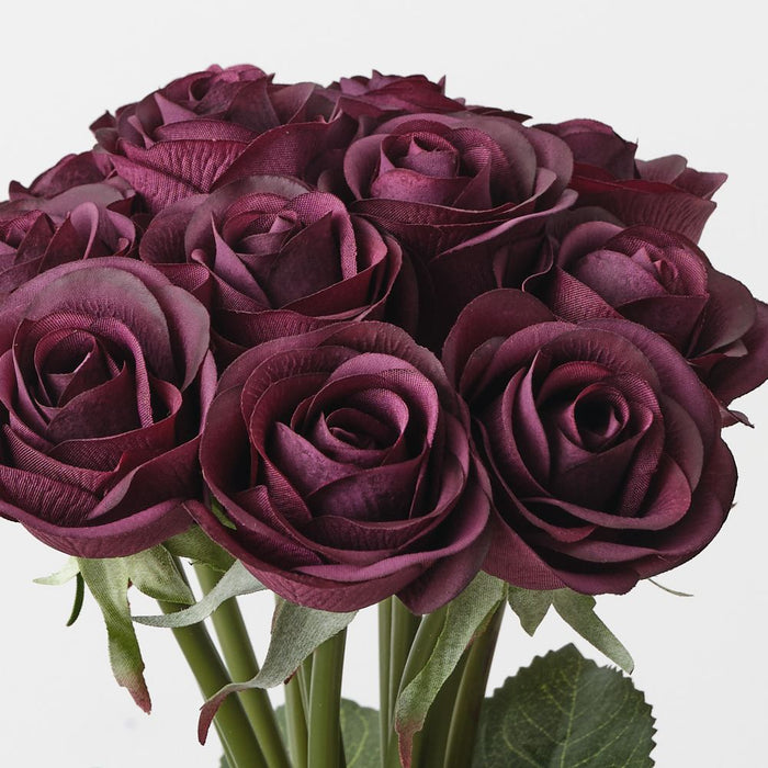 Artificial Maya Rose Bouquet 35cm Black Plum - Pack of 6 - FLORA DESIGNS