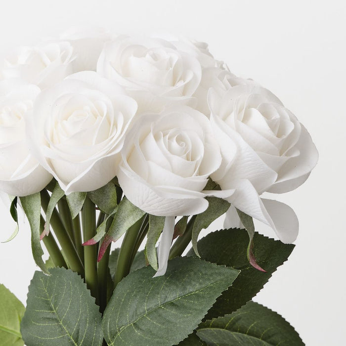 Artificial Maya Rose Bouquet 35cm Winter White - Pack of 6 - FLORA DESIGNS