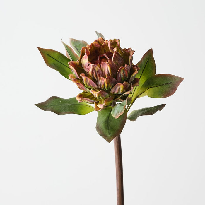 Artificial Artichoke Stem 62cm Burgundy Green - Pack of 12 - FLORA DESIGNS