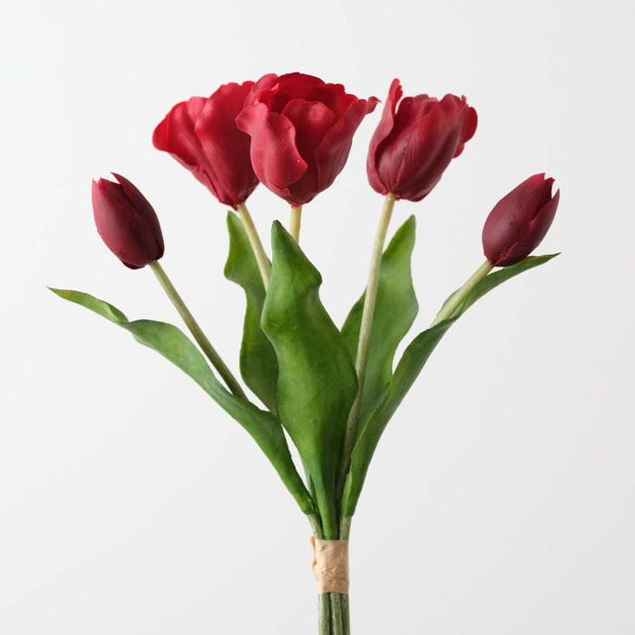 Artificial Dutch Tulip Bundle 33cm Burgundy - Pack of 6 - FLORA DESIGNS