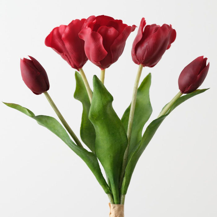 Artificial Dutch Tulip Bundle 33cm Burgundy - Pack of 6 - FLORA DESIGNS