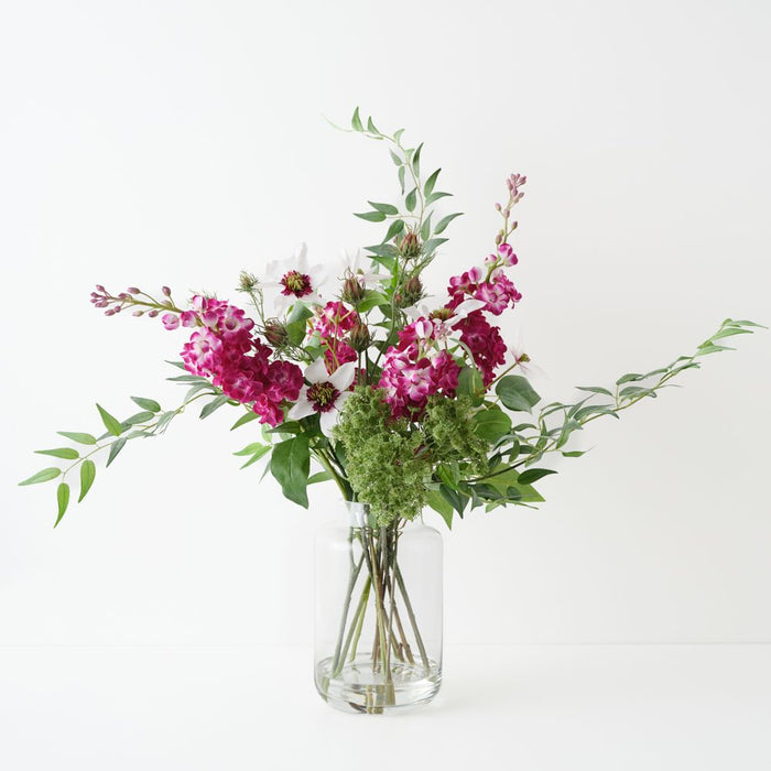 Clematis Stock Mix in Vase 71cm White Fuschia - FLORA DESIGNS