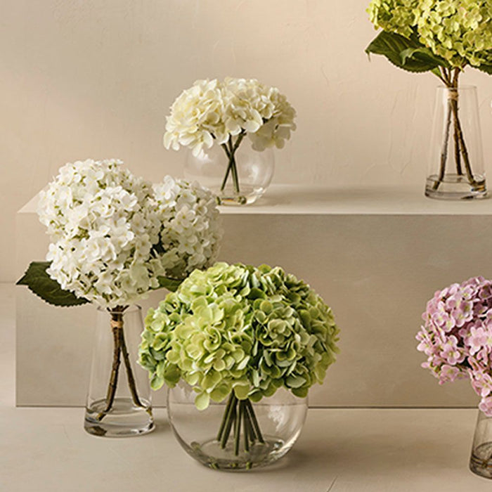 Hydrangea in Vase 38cm White - FLORA DESIGNS