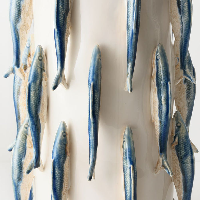 Esca Vase 41cm White Blue - FLORA DESIGNS