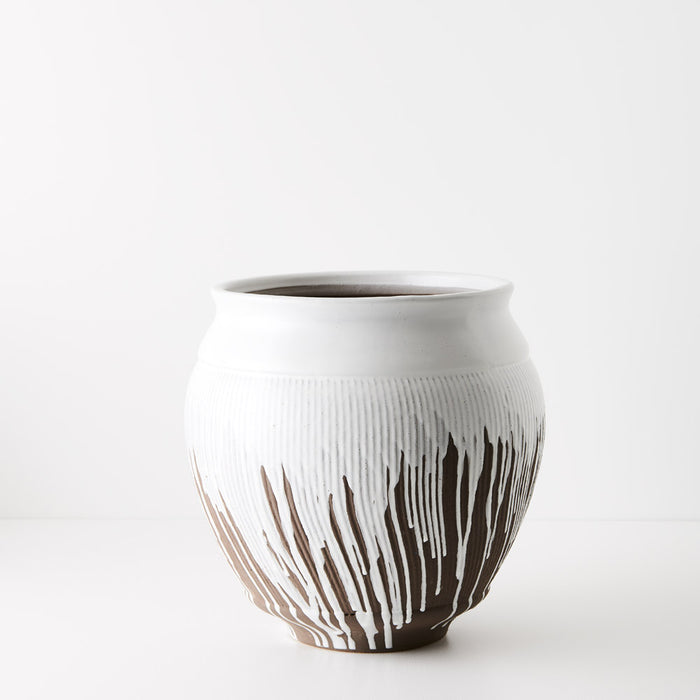 Pot Piedada White Brown 30cm