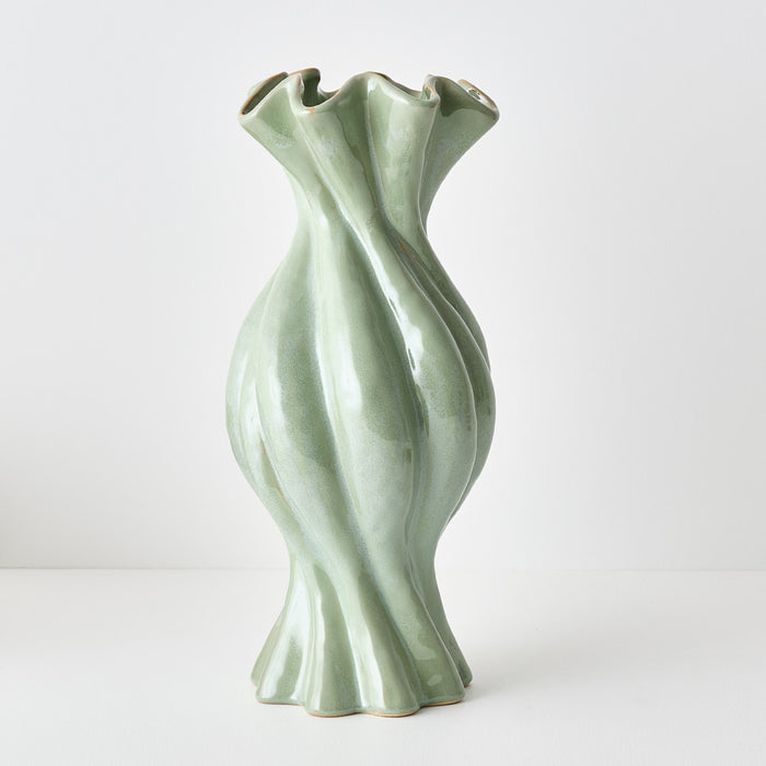 Gustel Twist Vase Pickle Green 40cm Pack of 2