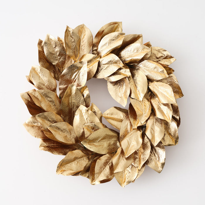 Magnolia Leaf Wreath Gold 56cm Pack of 2