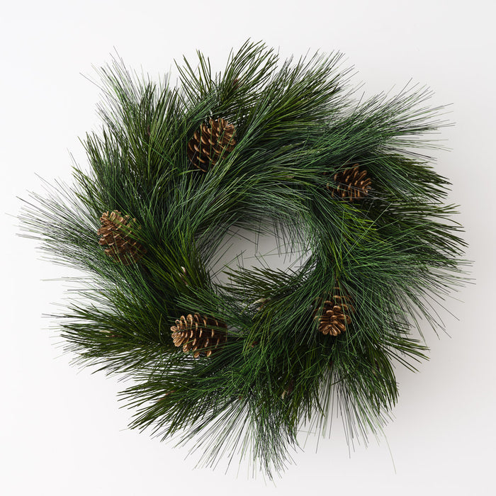 Wreath Needle Pine Cone Green 55cm Pack of 2