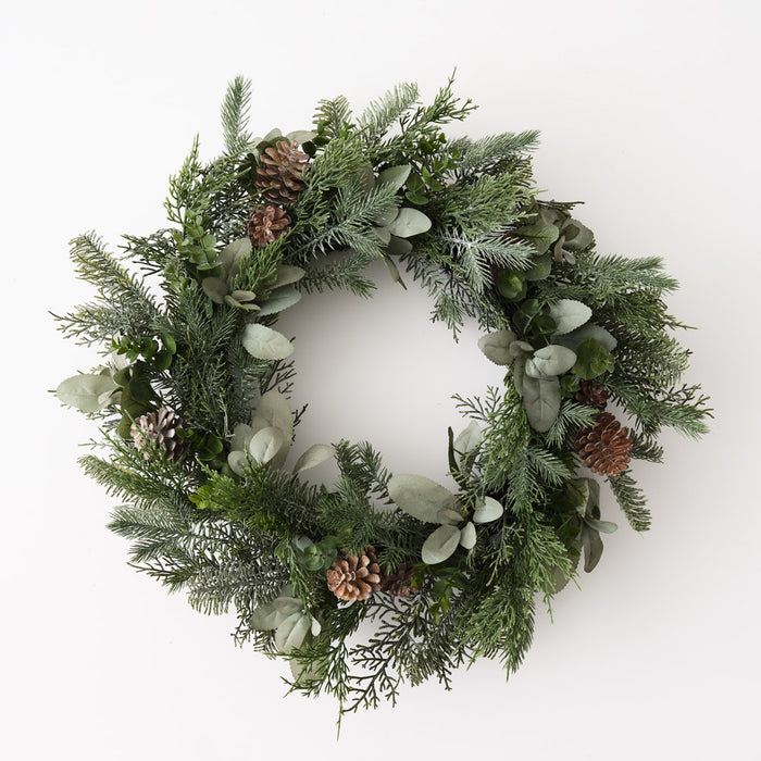 Wreath Pine Cone Mix Grey Green 61cm Pack of 2