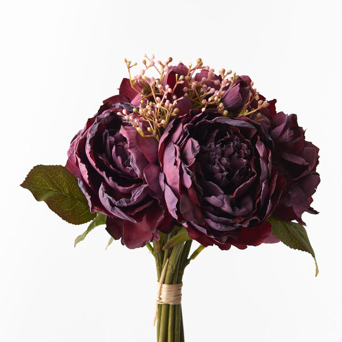 Peony Mix Bouquet Burgundy 28cm Pack of 6