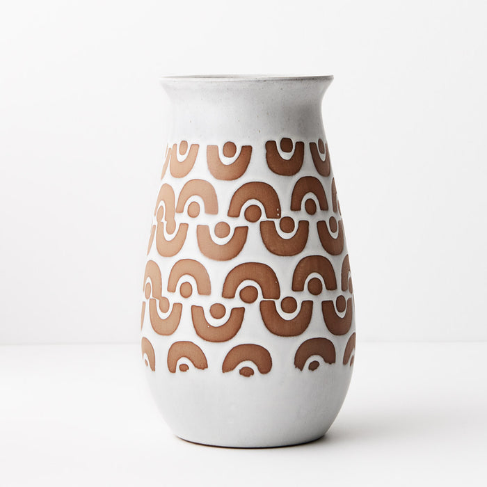 Saphira Vase White Tan 25cm Set of 2