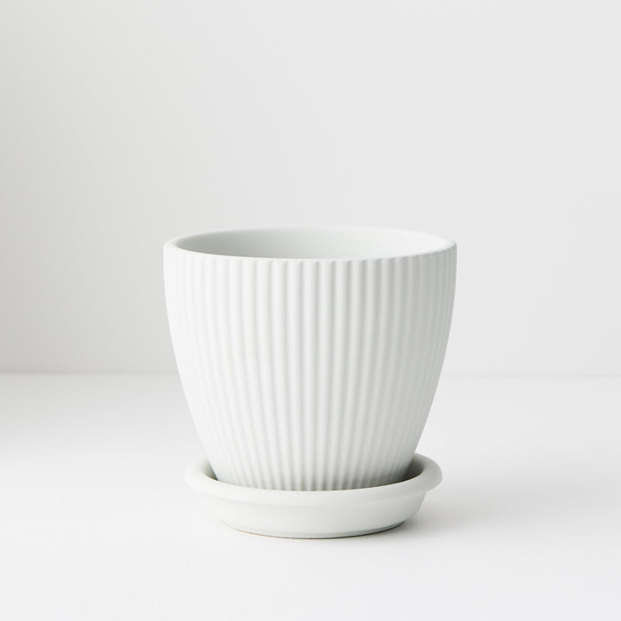 Johanna Pot With Saucer White 14cm Set of 2