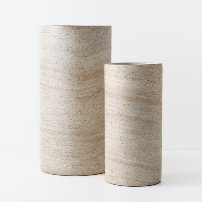 Pot Cylinder Tall (set/2) Ivory Travertine 60/80cm x 30/40cm