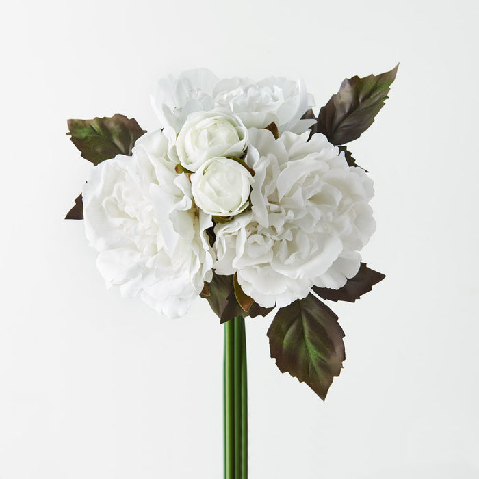 Peony Bouquet Winter White 35cm Pack of 6