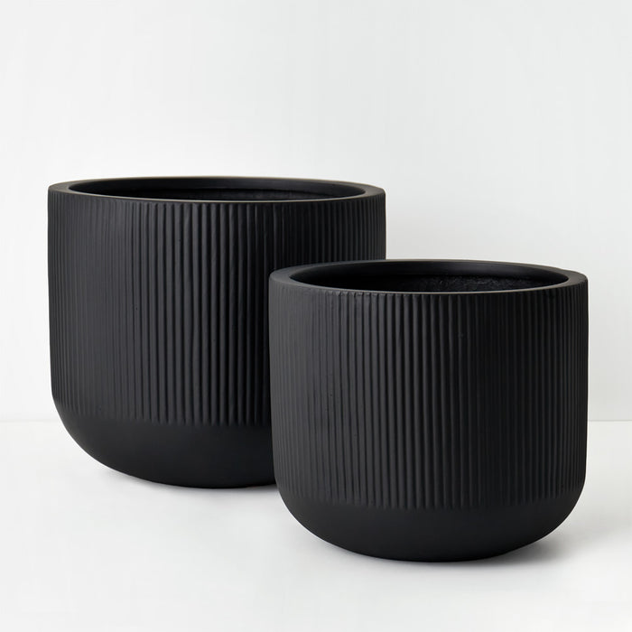 Pot Linear Black Set of Two 46cm