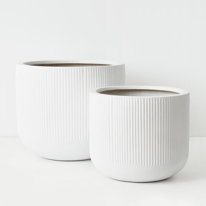 Pot Linear White Set of 2 46cm