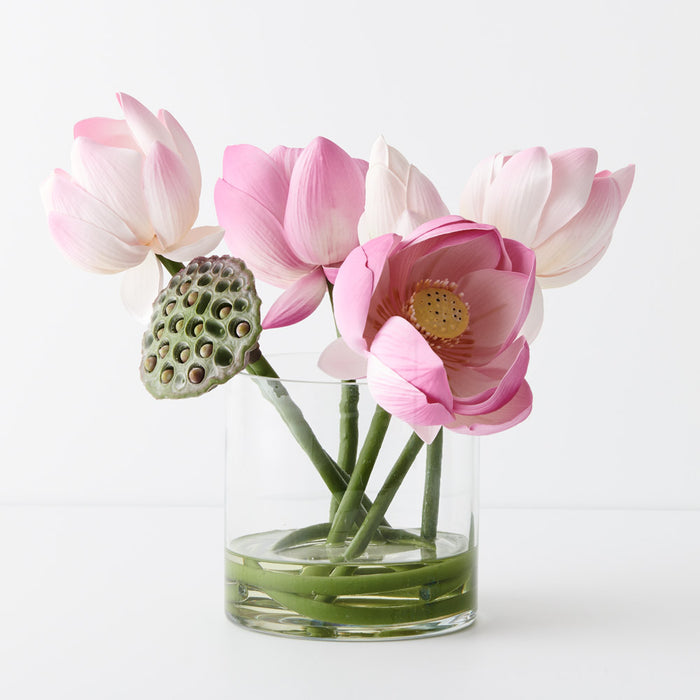 Lotus Mix in Vase Pink Assorted 32cm