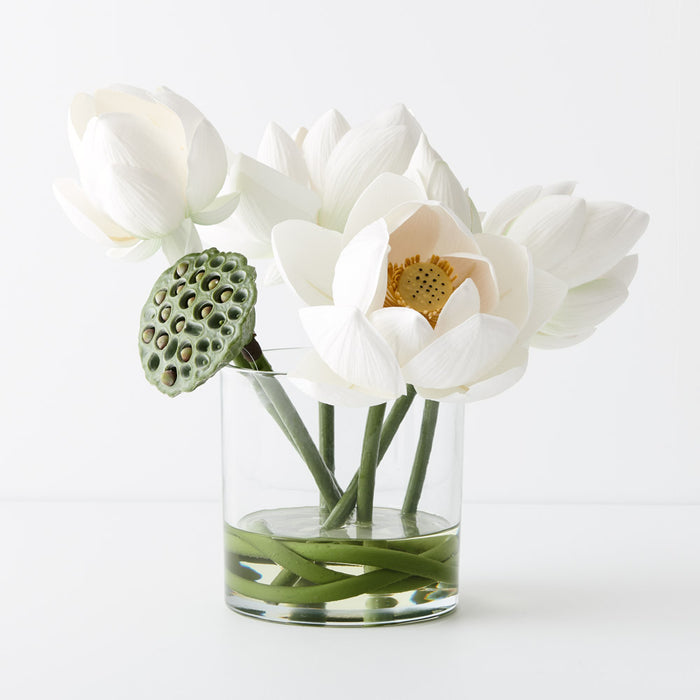 Lotus Mix in Vase White 32cm