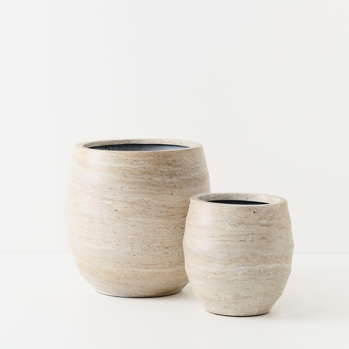 Pot Silos (set/2) Ivory Travertine 30/42cm x 30/42cm