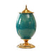 40.5cm Ceramic Oval Flower Vase with Gold Metal Base Green