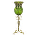 85cm Green Glass Floor Vase with Tall Metal Flower Stand