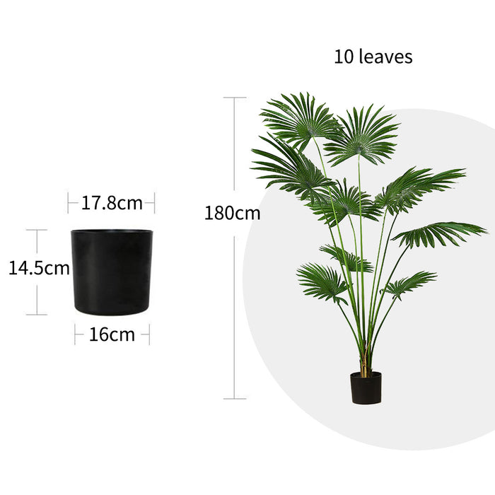 180cm Artificial Natural Green Fan Palm Tree Fake Tropical Indoor Plant Home Office Decor