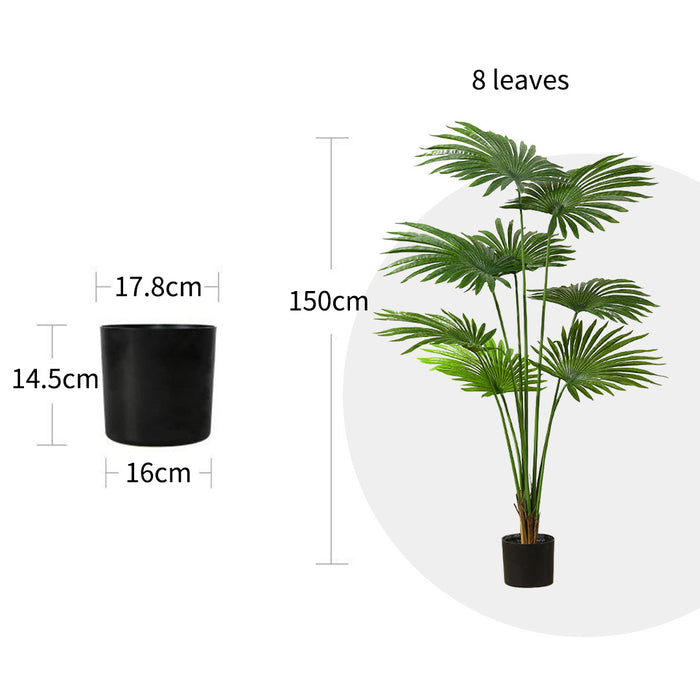 150cm Artificial Natural Green Fan Palm Tree Fake Tropical Indoor Plant Home Office Decor