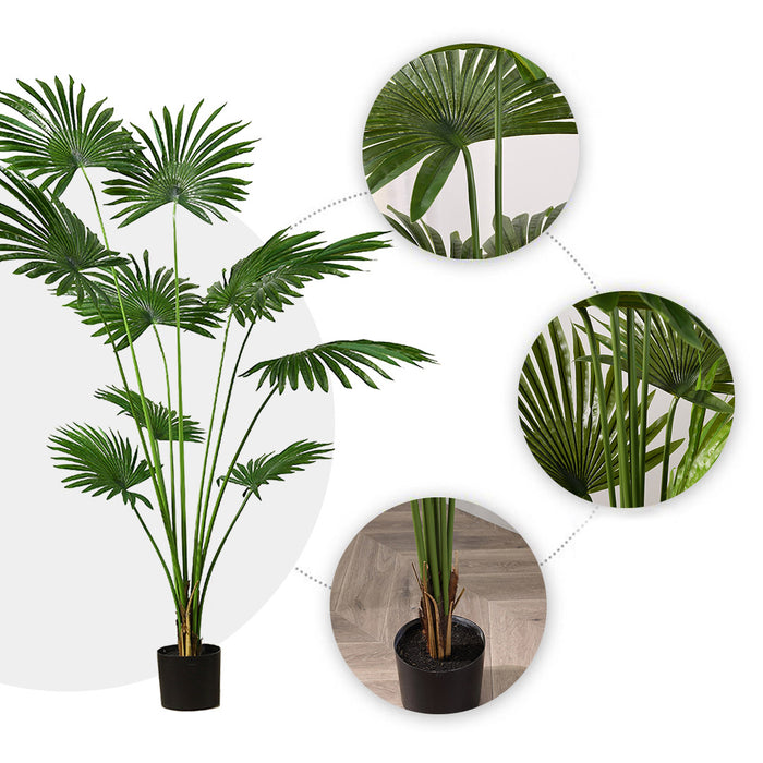 180cm Artificial Natural Green Fan Palm Tree Fake Tropical Indoor Plant Home Office Decor
