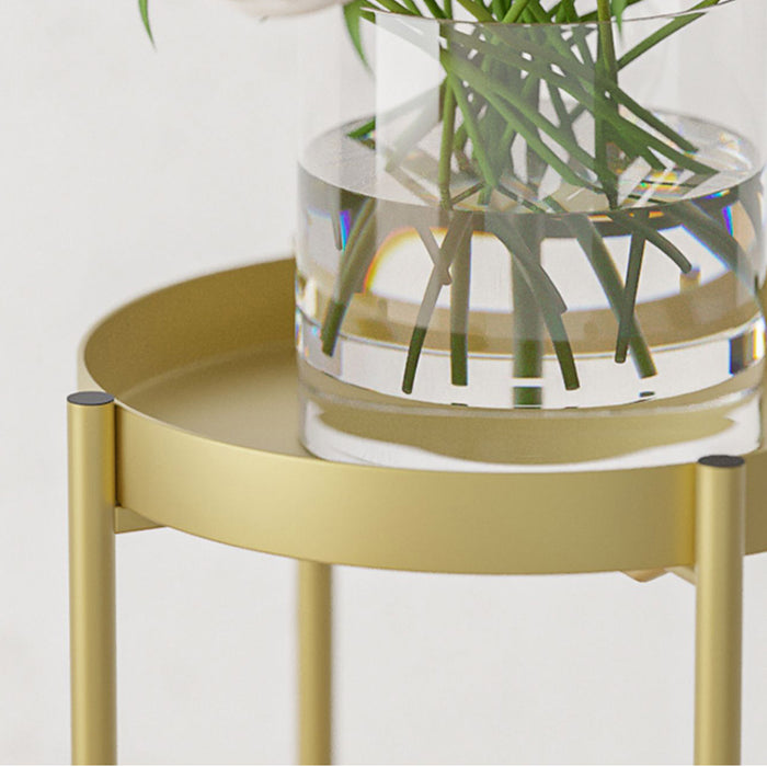 2 Layer 50cm Gold Metal Plant Stand Flower Pot Holder Corner Shelving Rack Indoor Display