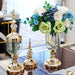 2X Clear Glass Flower Vase with Lid and Blue Flower Filler Vase Bronze Set