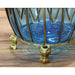 51cm Blue Glass Oval Floor Vase with Metal Flower Stand