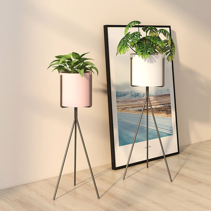 90cm Tripod Flower Pot Plant Stand with Pink Flowerpot Holder Rack Indoor Display