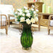 51cm Green Glass Oval Floor Vase with Metal Flower Stand