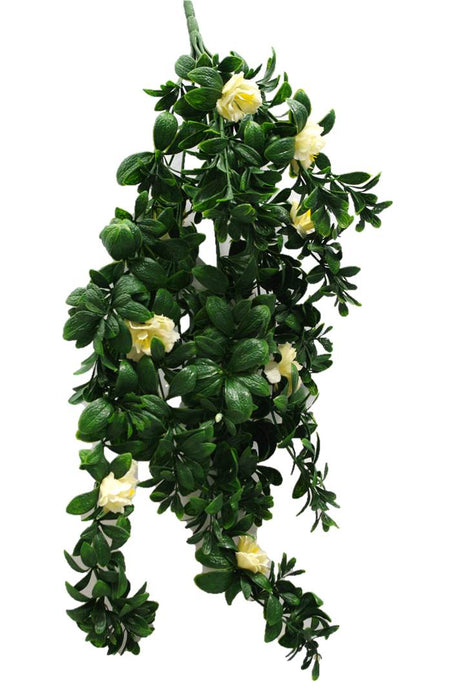 Hanging White Rose Stem UV Resistant 85cm